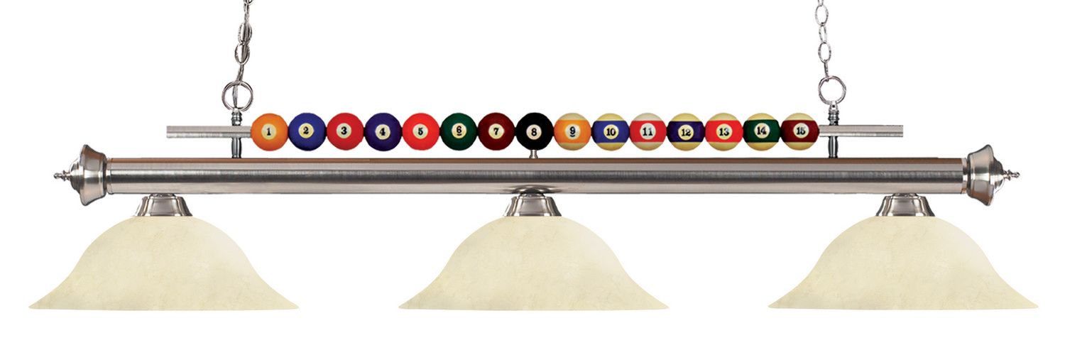 Three Light Billiard by Z-Lite - Shark Collection, Brushed Nickel Finish - 170BN-GM16
