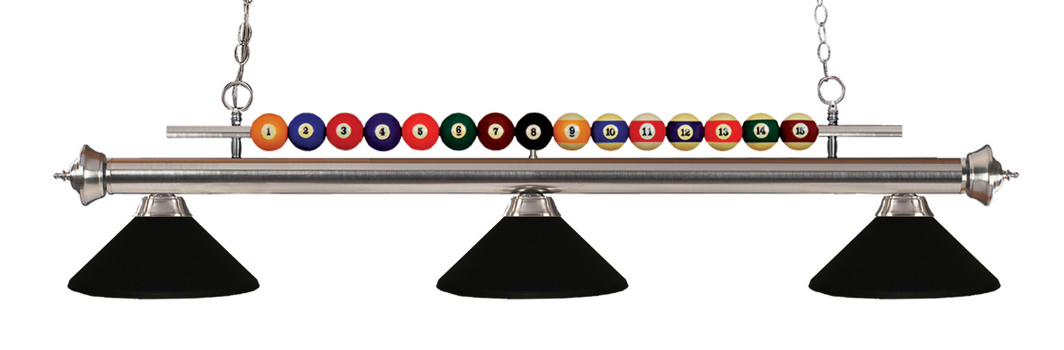 Three Light Billiard by Z-Lite - Shark Collection, Brushed Nickel Finish - 170BN-MMB
