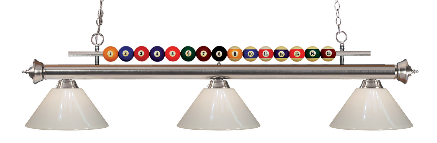 Three Light Billiard by Z-Lite - Shark Collection, Brushed Nickel Finish - 170BN-PWH
