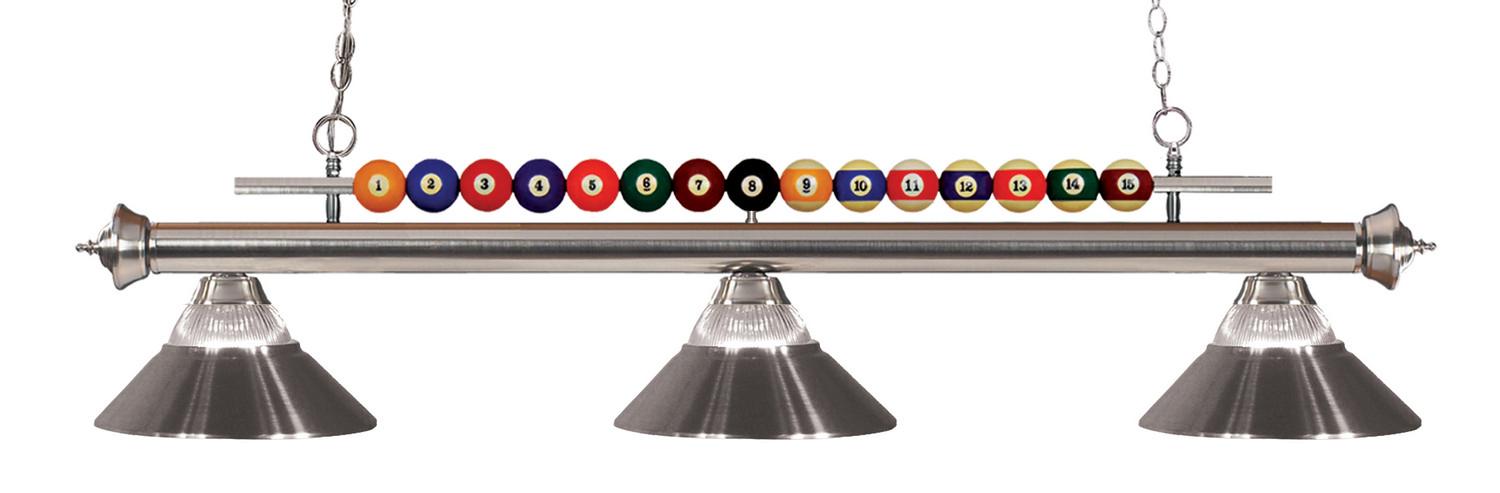 Three Light Billiard by Z-Lite - Shark Collection, Brushed Nickel Finish - 170BN-RBN