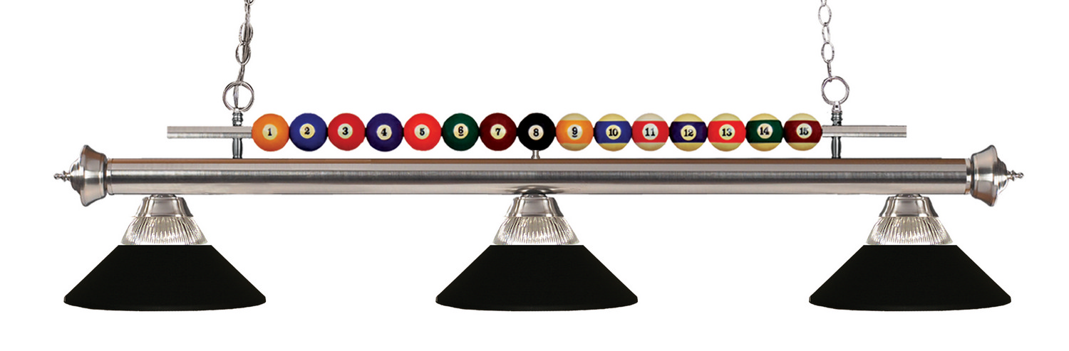 Three Light Billiard by Z-Lite - Shark Collection, Brushed Nickel Finish - 170BN-RMB