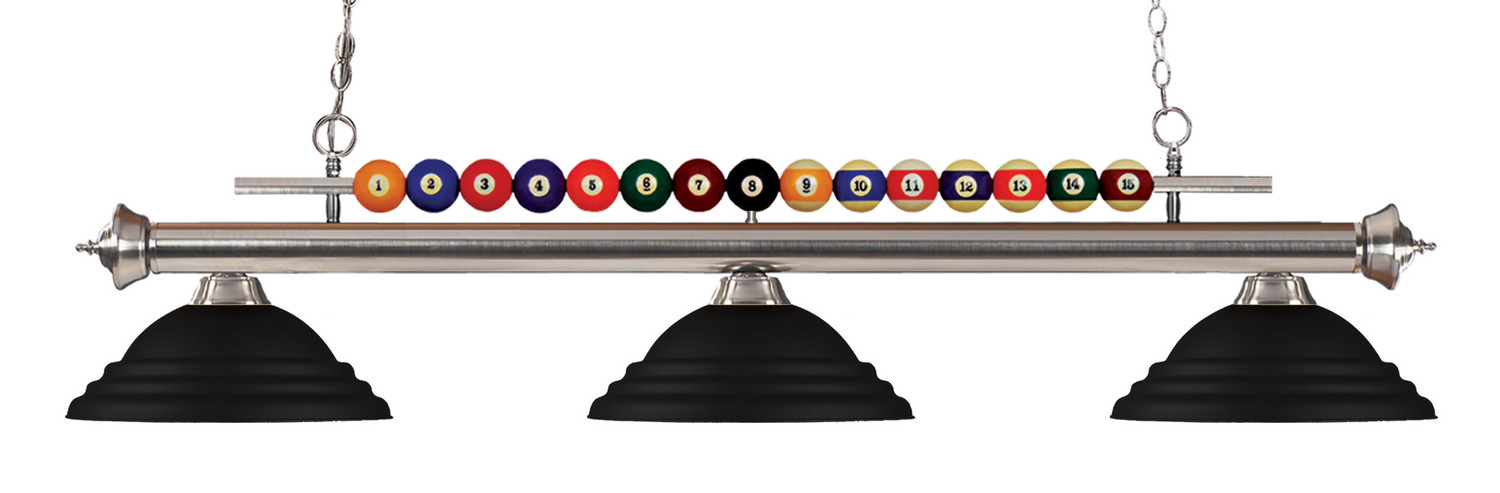 Three Light Billiard by Z-Lite - Shark Collection, Brushed Nickel Finish - 170BN-SMB