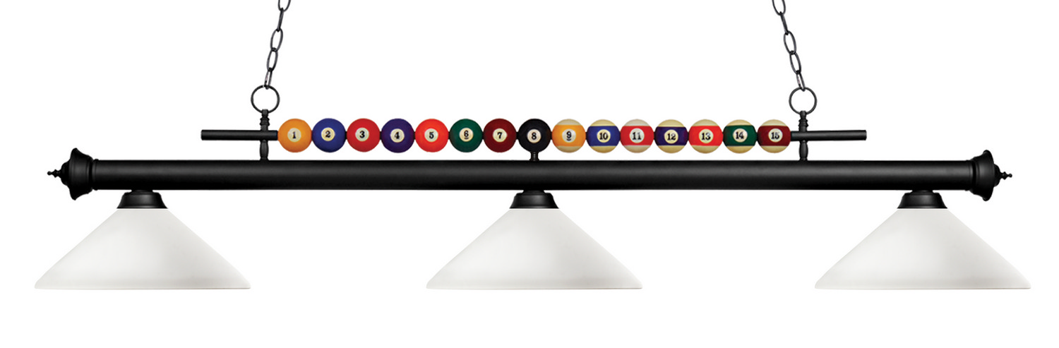 Three Light Billiard by Z-Lite - Shark Collection, Matte Black Finish - 170MB-AMO14