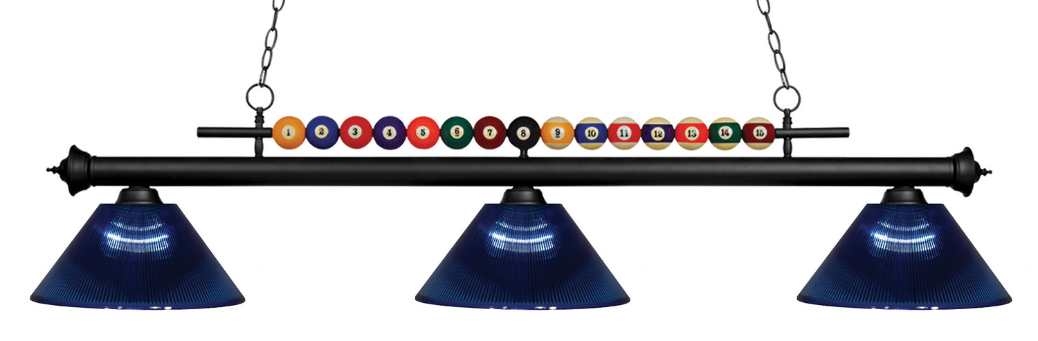 Three Light Billiard by Z-Lite - Shark Collection, Matte Black Finish - 170MB-ARDB