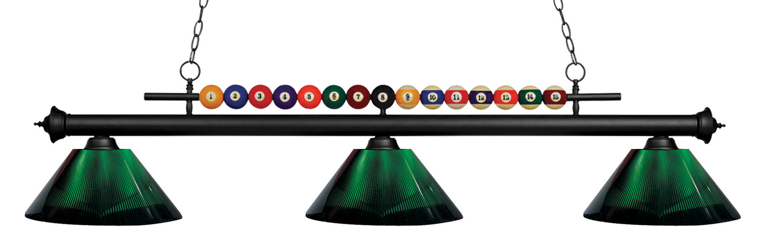 Three Light Billiard by Z-Lite - Shark Collection, Matte Black Finish - 170MB-ARG