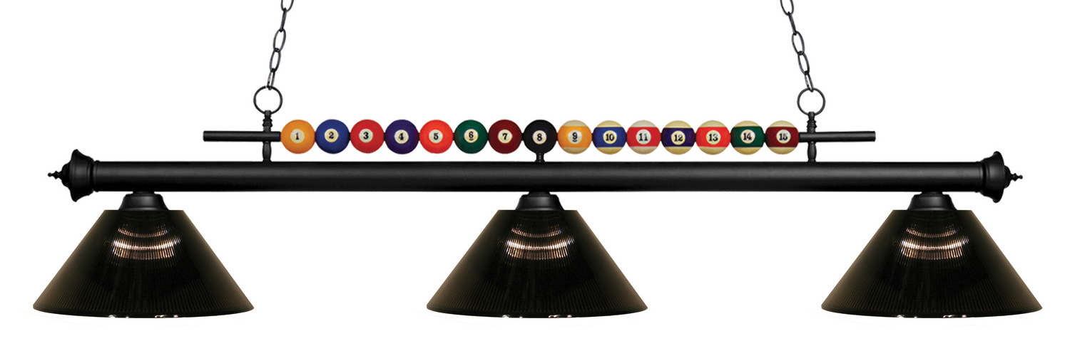 Three Light Billiard by Z-Lite - Shark Collection, Matte Black Finish - 170MB-ARS