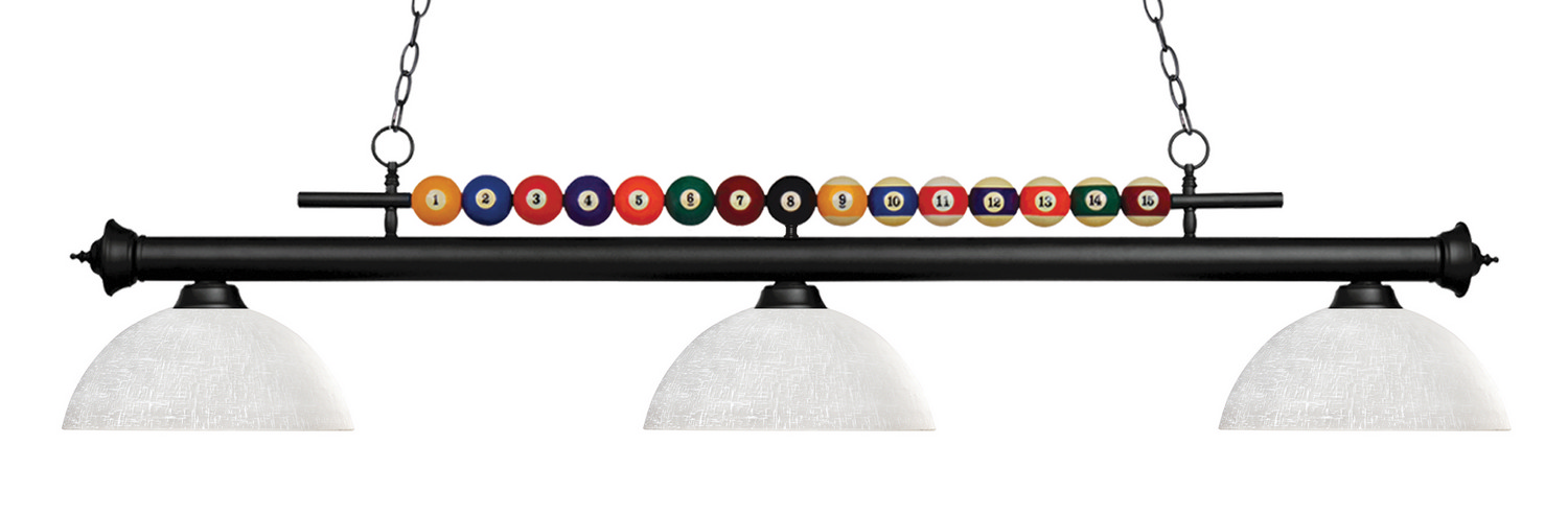 Three Light Billiard by Z-Lite - Shark Collection, Matte Black Finish - 170MB-DWL14