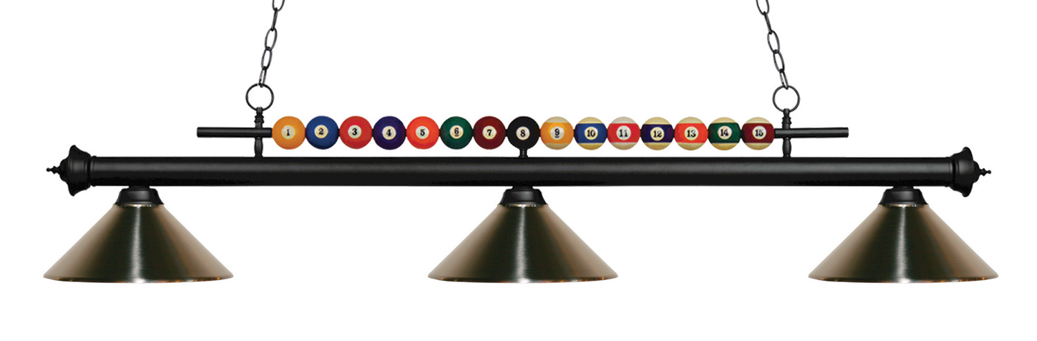 Three Light Billiard by Z-Lite - Shark Collection, Matte Black Finish - 170MB-MBN