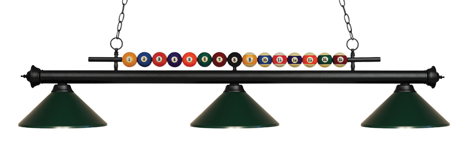 Three Light Billiard by Z-Lite - Shark Collection, Matte Black Finish - 170MB-MDG