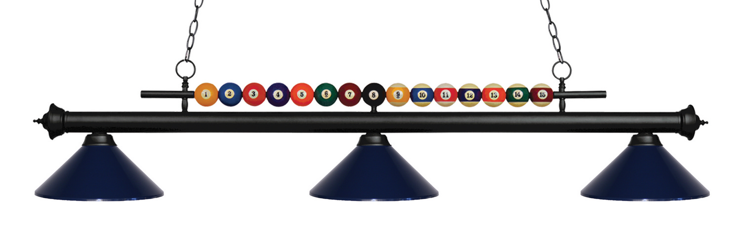 Three Light Billiard by Z-Lite - Shark Collection, Matte Black Finish - 170MB-MNB