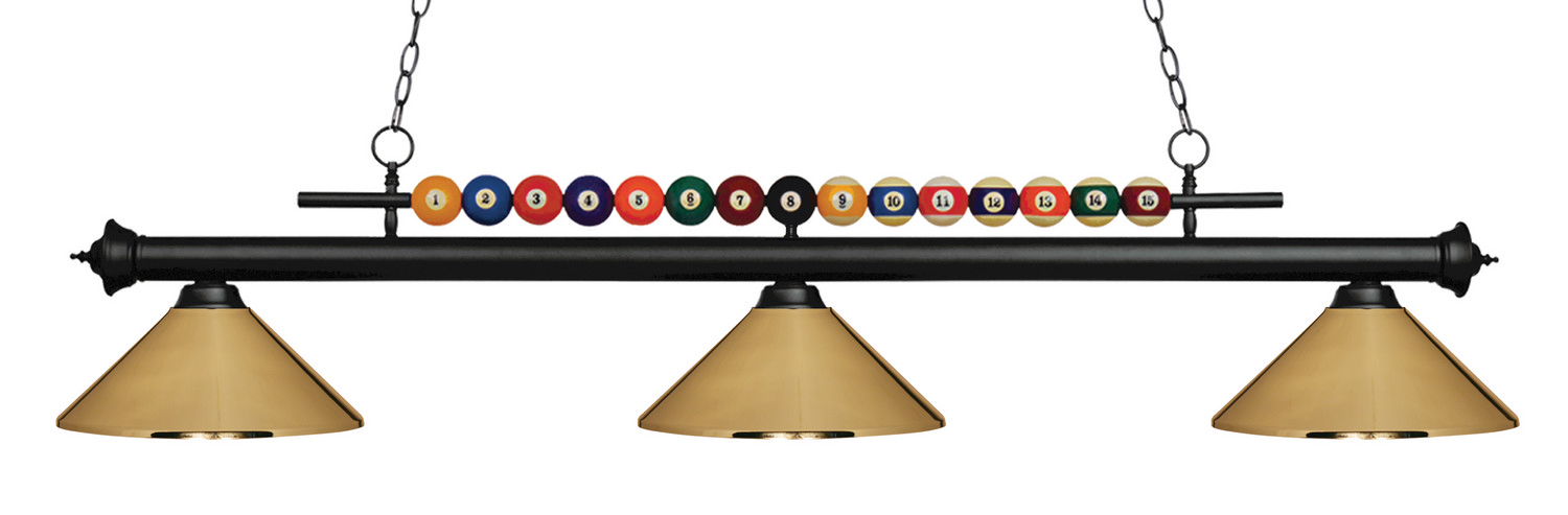 Three Light Billiard by Z-Lite - Shark Collection, Matte Black Finish - 170MB-MPB
