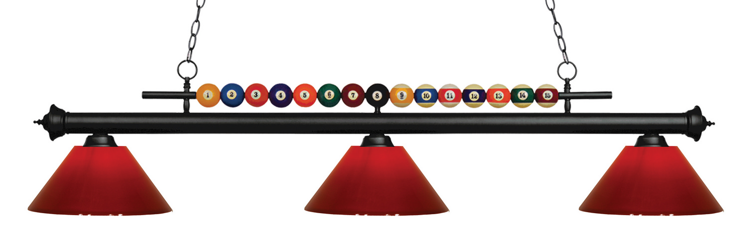 Three Light Billiard by Z-Lite - Shark Collection, Matte Black Finish - 170MB-PRD