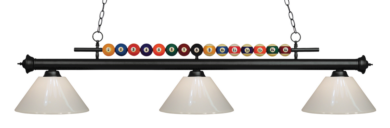 Three Light Billiard by Z-Lite - Shark Collection, Matte Black Finish - 170MB-PWH