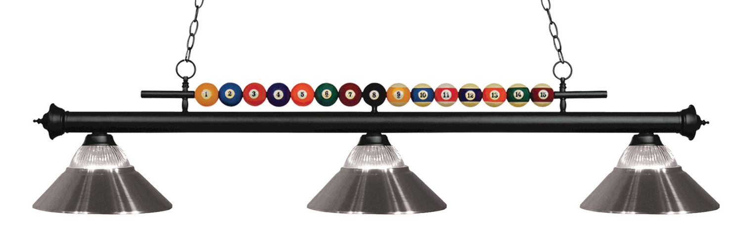 Three Light Billiard by Z-Lite - Shark Collection, Matte Black Finish - 170MB-RBN