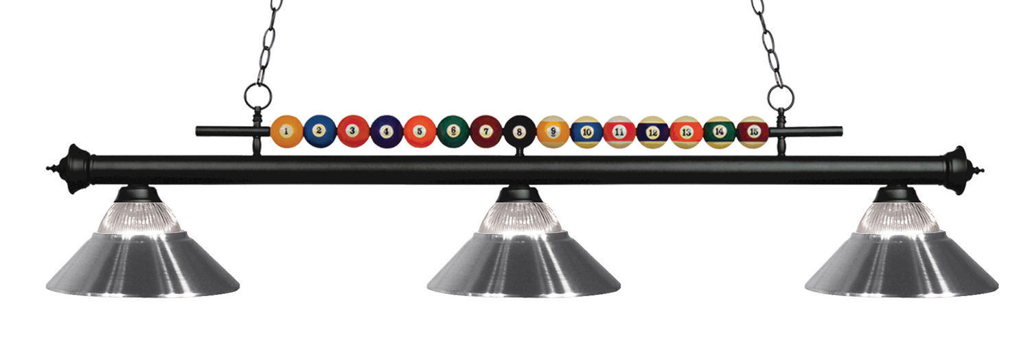 Three Light Billiard by Z-Lite - Shark Collection, Matte Black Finish - 170MB-RCH