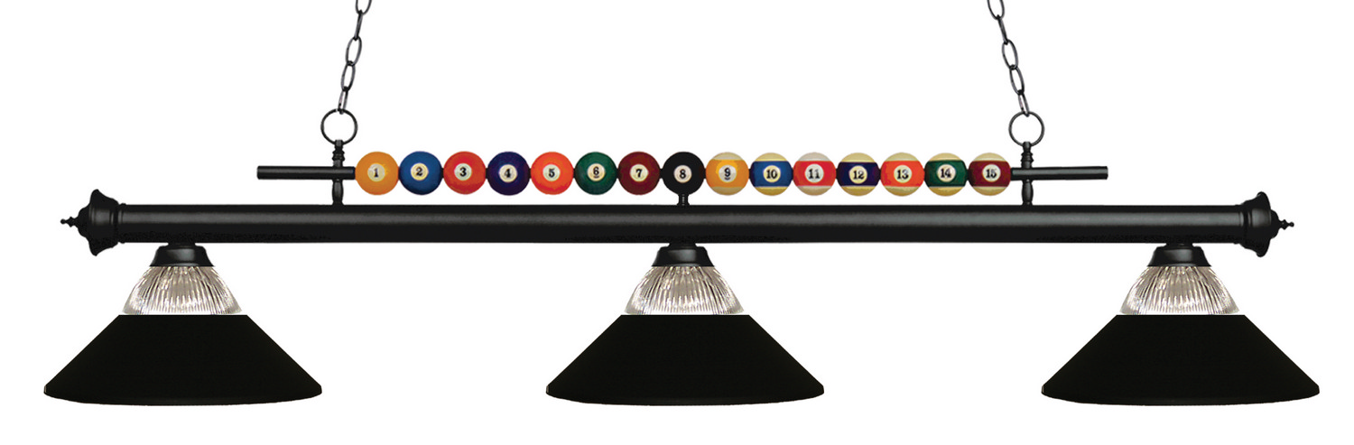 Three Light Billiard by Z-Lite - Shark Collection, Matte Black Finish - 170MB-RMB