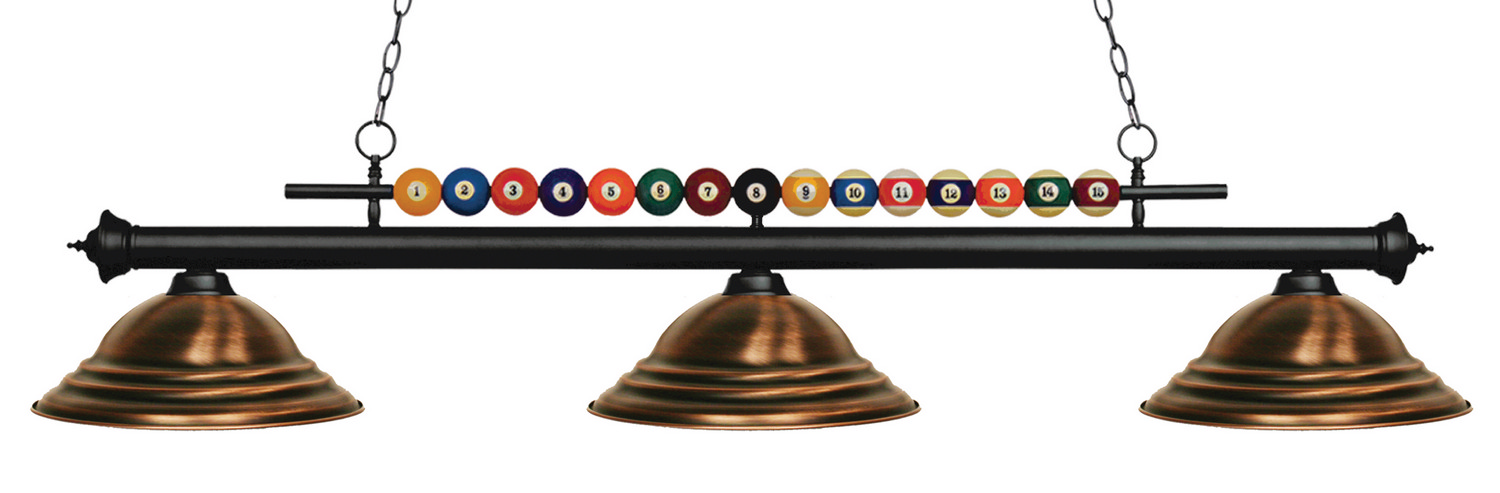 Three Light Billiard by Z-Lite - Shark Collection, Matte Black Finish - 170MB-SAC