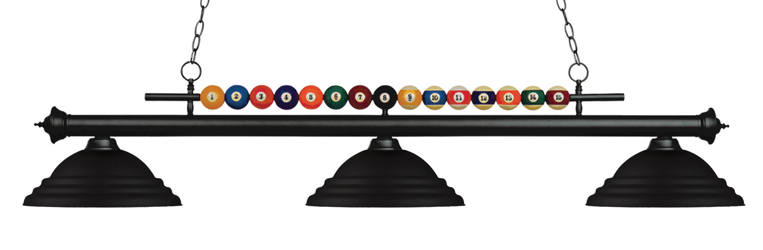 Three Light Billiard by Z-Lite - Shark Collection, Matte Black Finish - 170MB-SMB