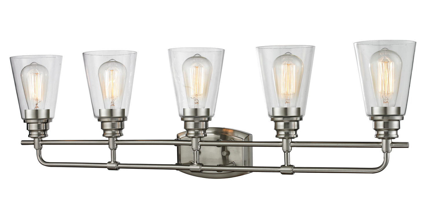 Five Light Vanity by Z-Lite - Annora Collection, Brushed Nickel Finish - 428-5V-BN