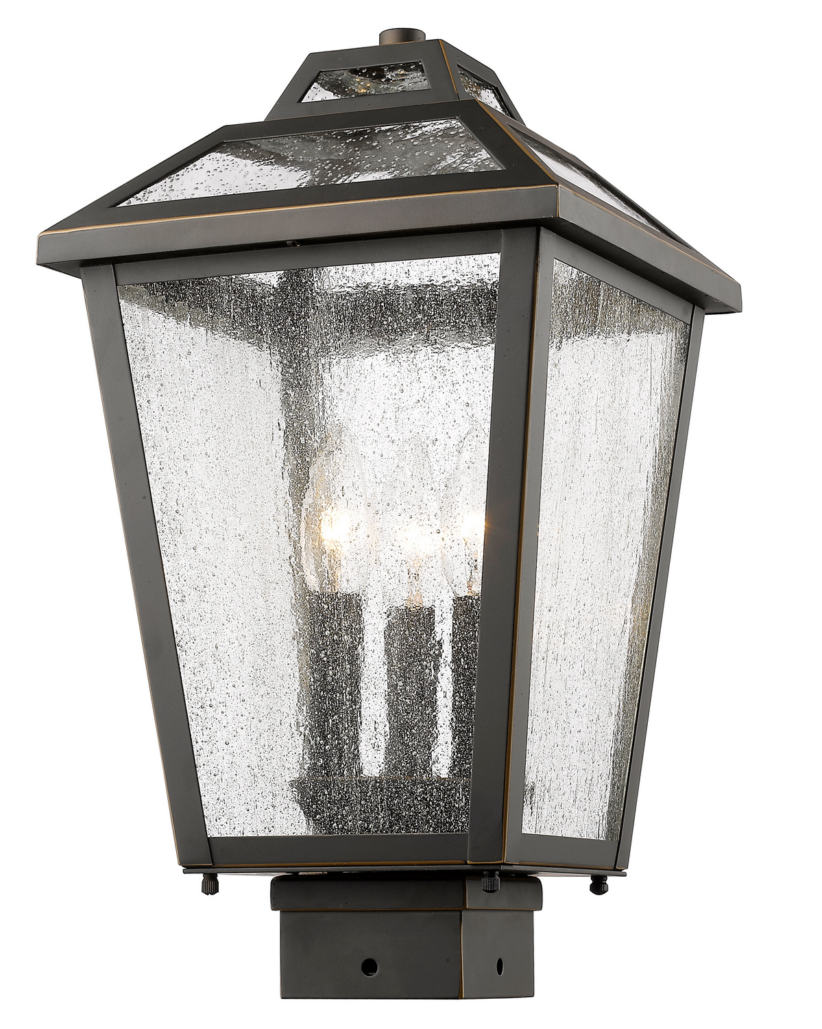 Three Light Outdoor Post Mount Fixture by Z-Lite - Bayland Collection, Oil Rubbed Bronze Finish - 539PHMS-ORB