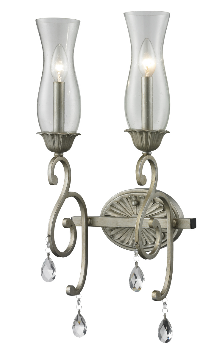 Two Light Wall Sconce by Z-Lite - Melina Collection, Antique Silver Finish - 720-2S-AS