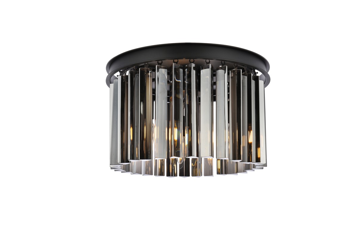 Photos - Chandelier / Lamp Elegant Lighting Matte Black Three Light Flush Mount from the Sydney Collection 1208F16MB-SS/RC