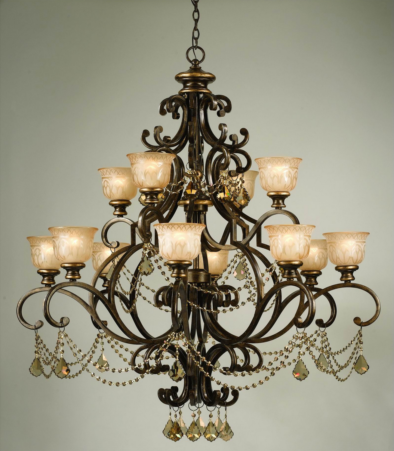 12 Light Chandelier by Crystorama - Norwalk Collection, Bronze Umber Finish - 7512-BU-GT-MWP