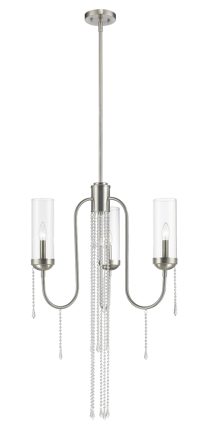 Three Light Chandelier by Z-Lite - Siena Collection, Brushed Nickel Finish - 433-3BN