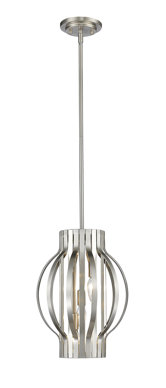 Three Light Pendant by Z-Lite - Moundou Collection, Brushed Nickel Finish - 436-12BN