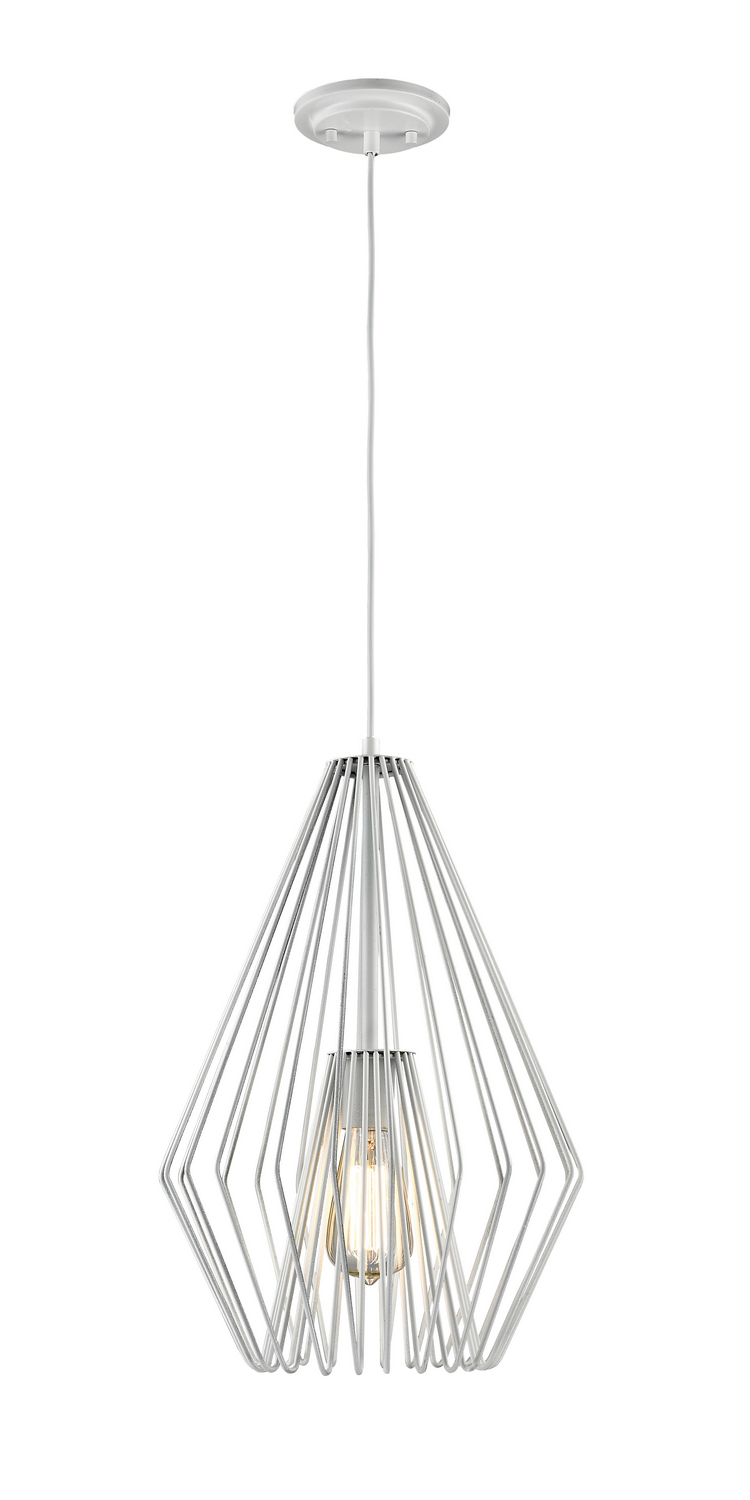 One Light Pendant by Z-Lite - Quintus Collection, Gloss White Finish - 442MP12-WH