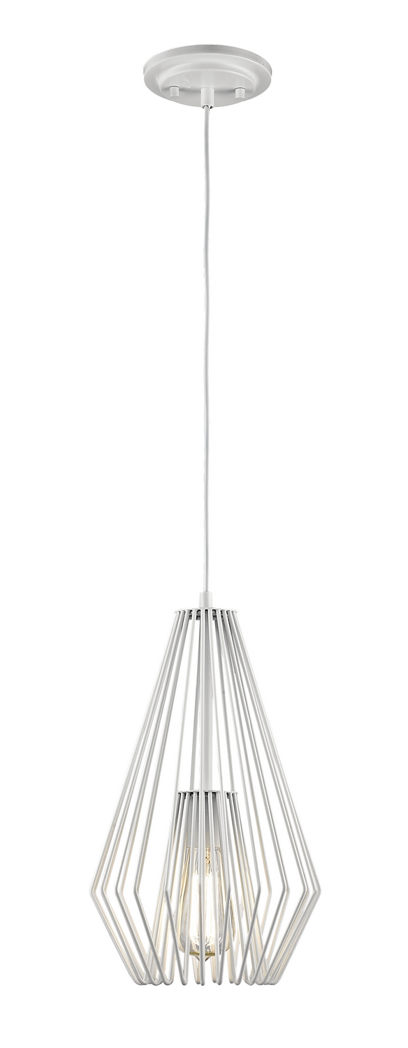 One Light Pendant by Z-Lite - Quintus Collection, Gloss White Finish - 442MP-WH