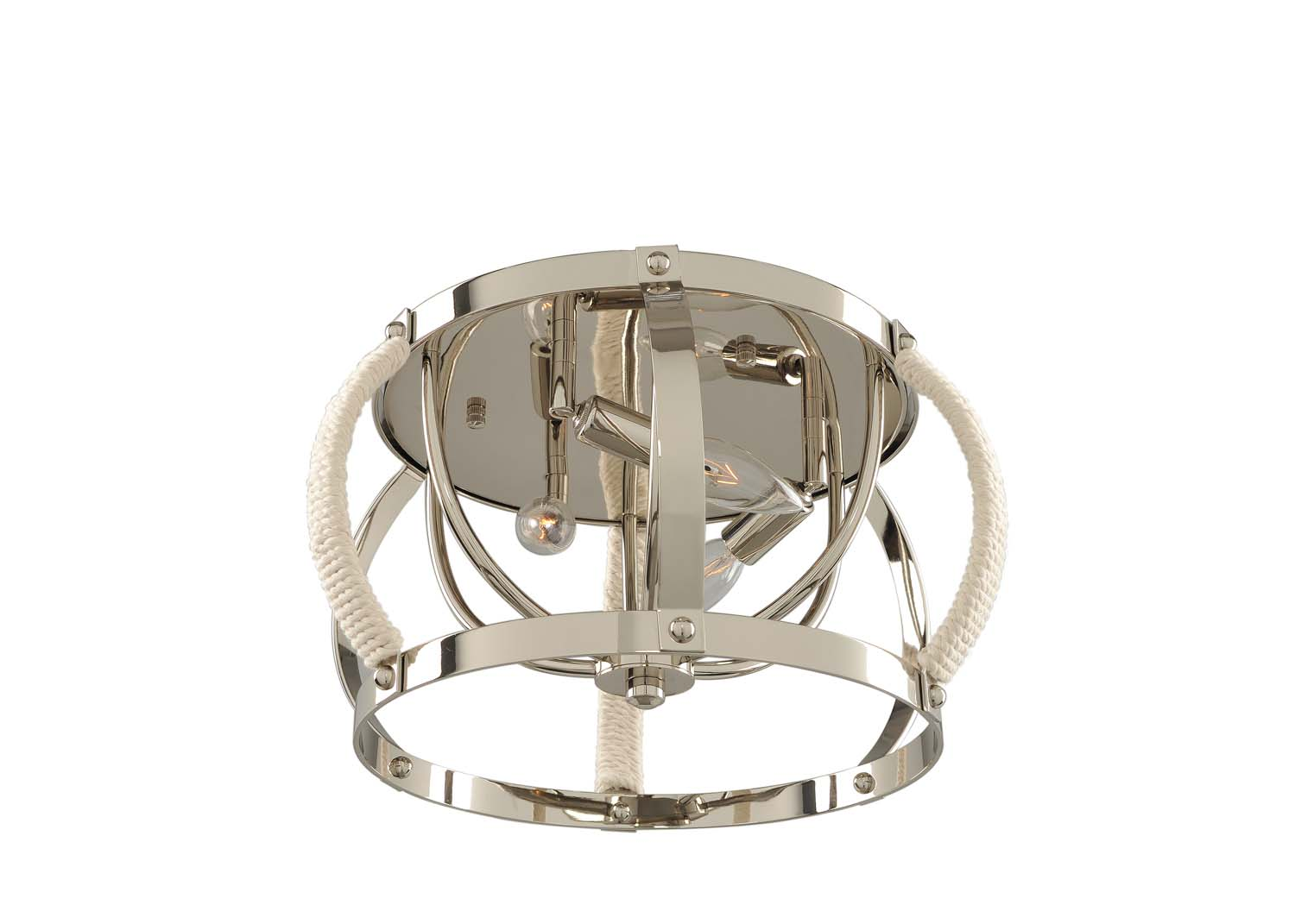 Kalco Bradbury Three Light Flush Mount in Polished Nickel - 312540PN