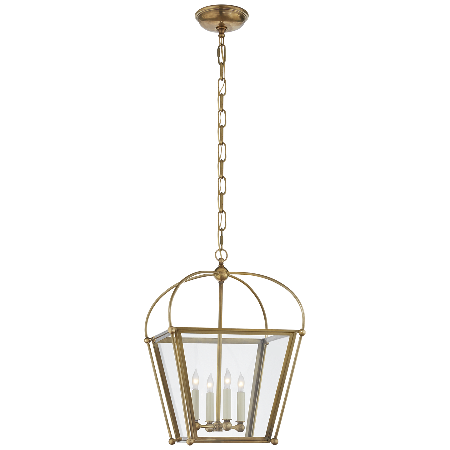 Visual Comfort Signature Riverside Four Light Lantern in Antique-Burnished Brass - CHC 3438AB-CG