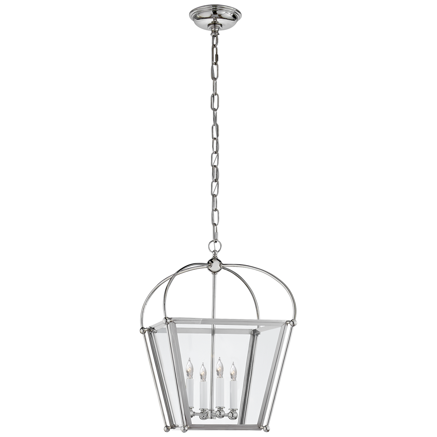 Visual Comfort Signature Riverside Four Light Lantern in Polished Nickel - CHC 3438PN-CG
