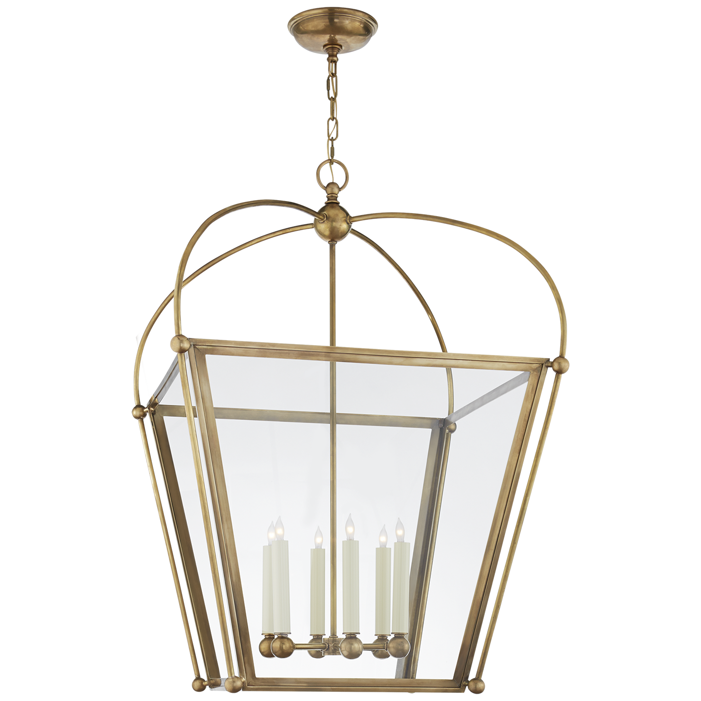 Visual Comfort Signature Riverside Six Light Lantern in Antique-Burnished Brass - CHC 3440AB-CG