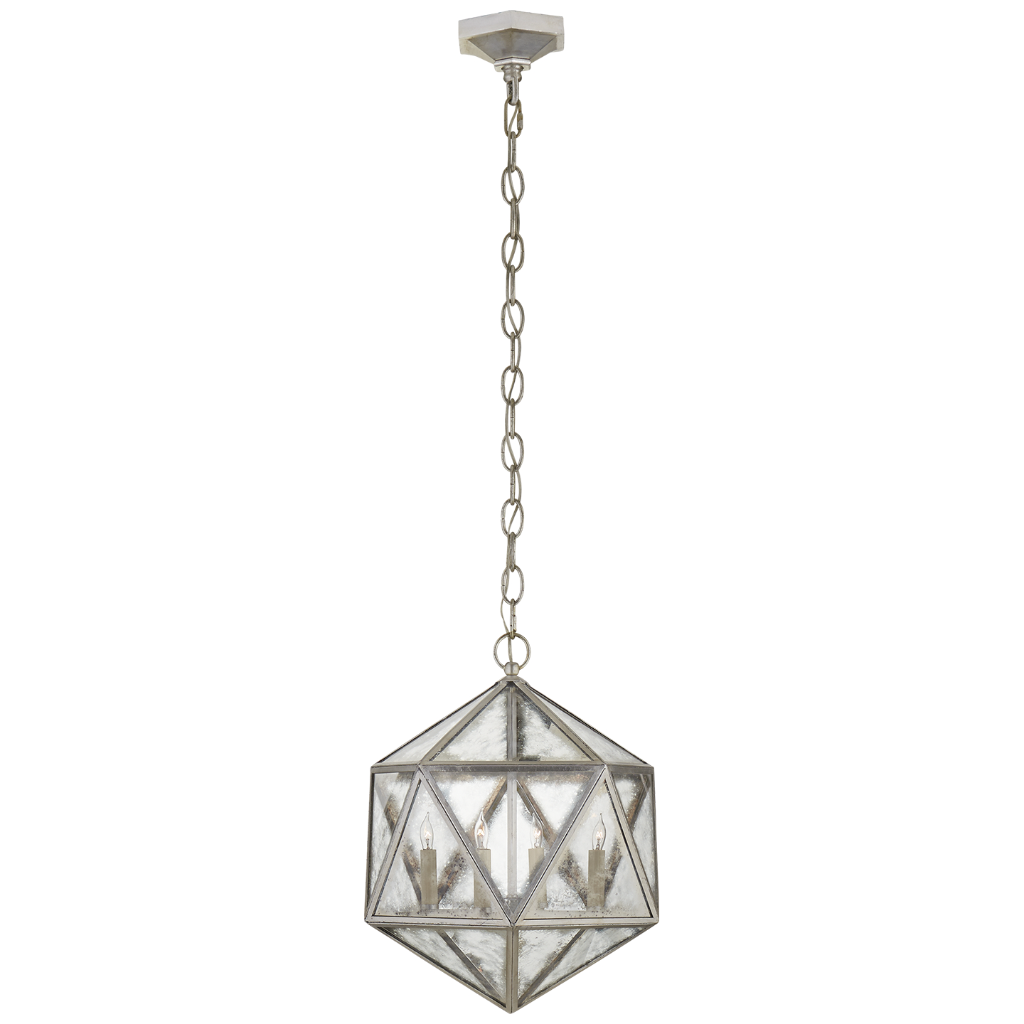 Visual Comfort Signature Zeno Four Light Lantern in Burnished Silver Leaf - CHC 5201BSL-AM