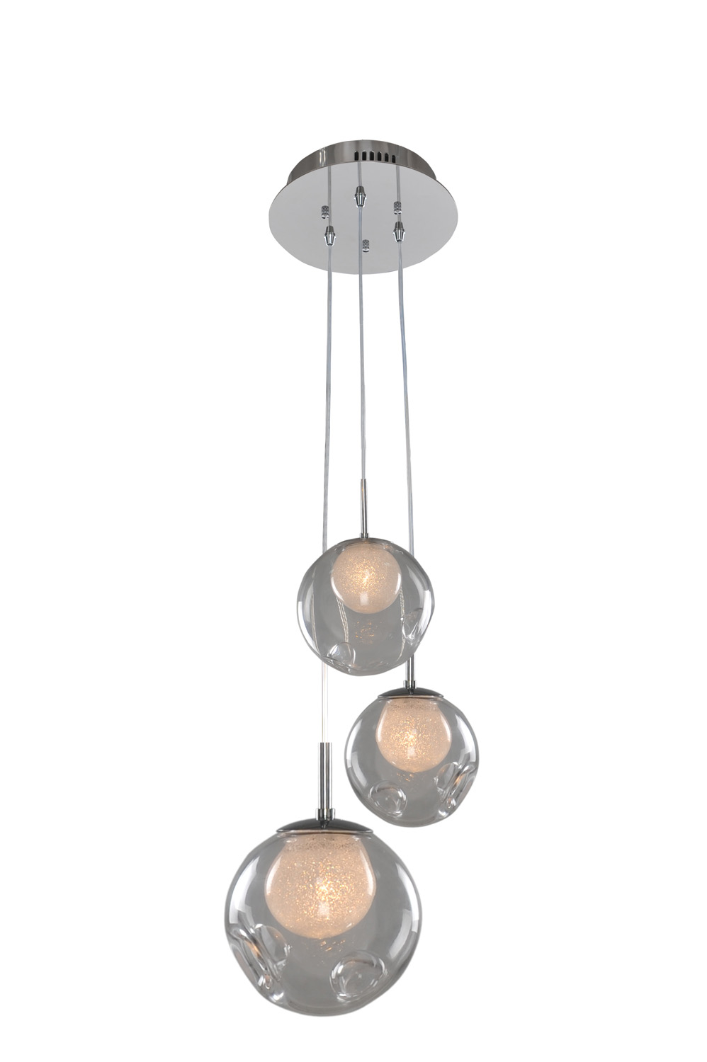 Kalco Meteor Three Light Pendant in Chrome - 309540CH/CLEAR