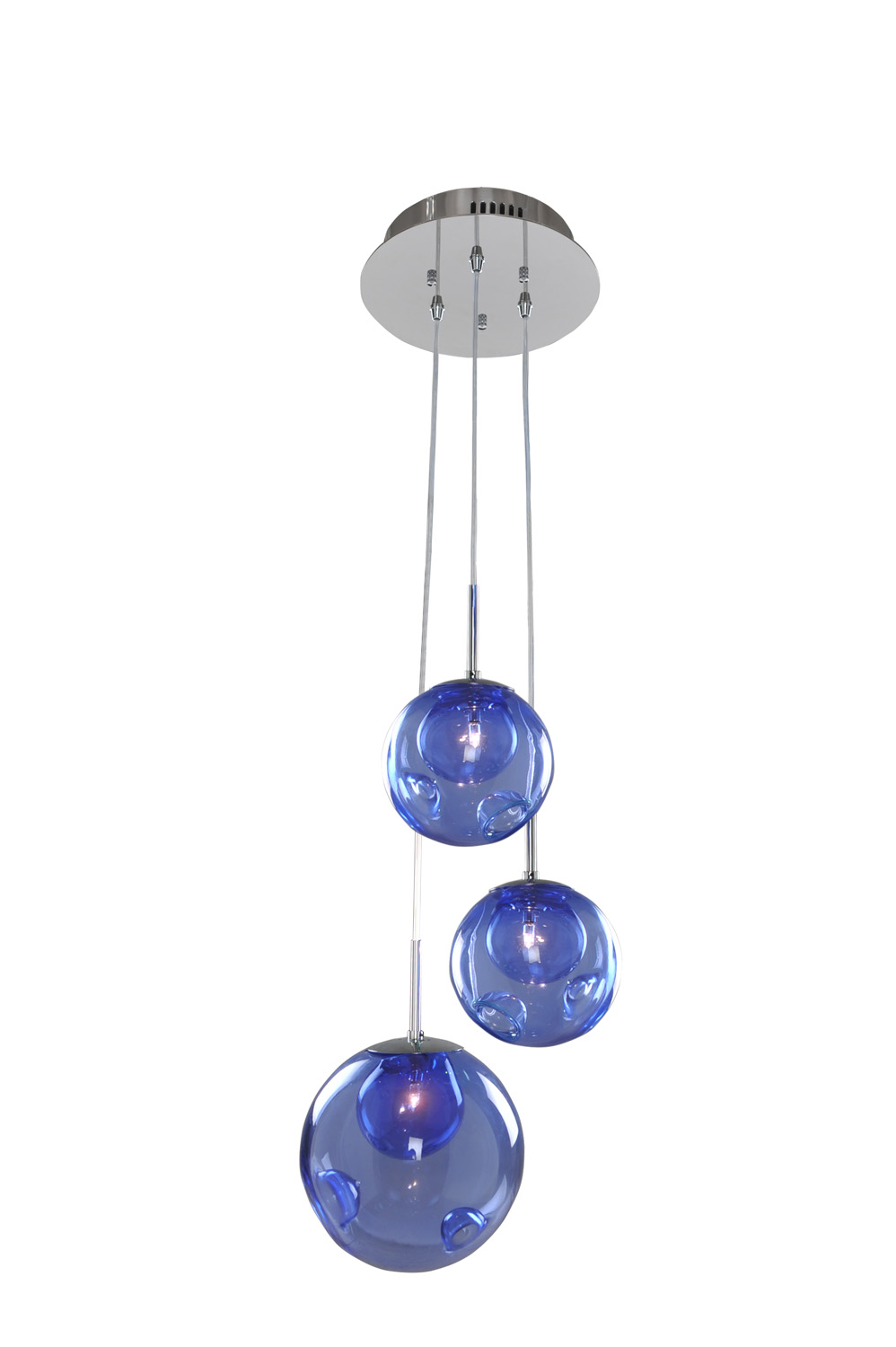 Kalco Meteor Three Light Pendant in Chrome - 309540CH/SAPPH