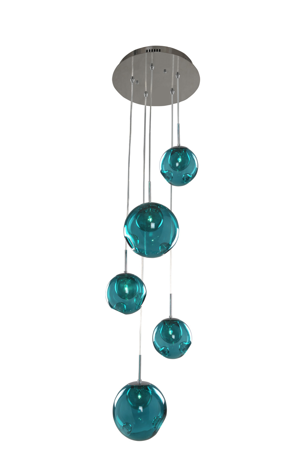 Kalco Meteor Five Light Pendant in Chrome - 309541CH/AQUA