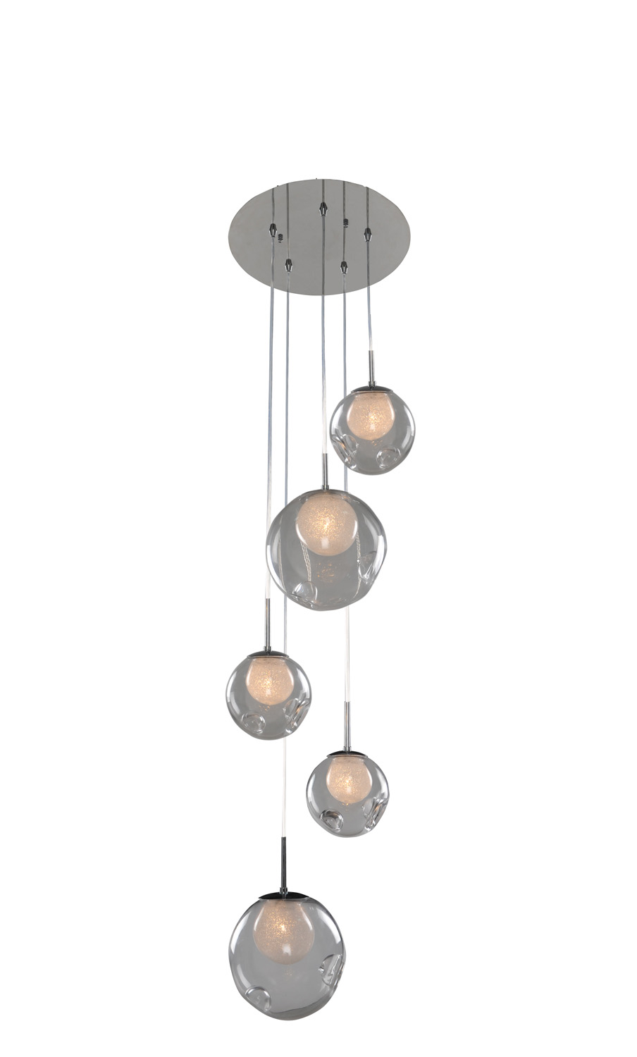 Kalco Meteor Five Light Pendant in Chrome - 309541CH/CLEAR