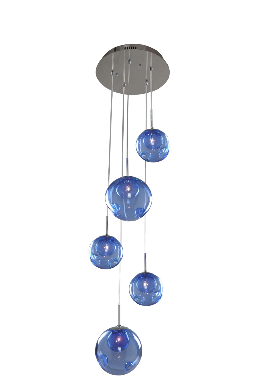 Kalco Meteor Five Light Pendant in Chrome - 309541CH/SAPPH