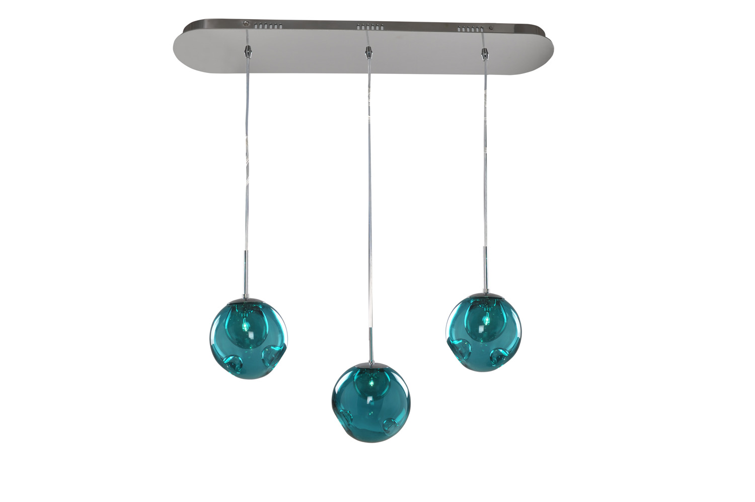 Kalco Meteor Three Light Island Pendant in Chrome - 309542CH/AQUA