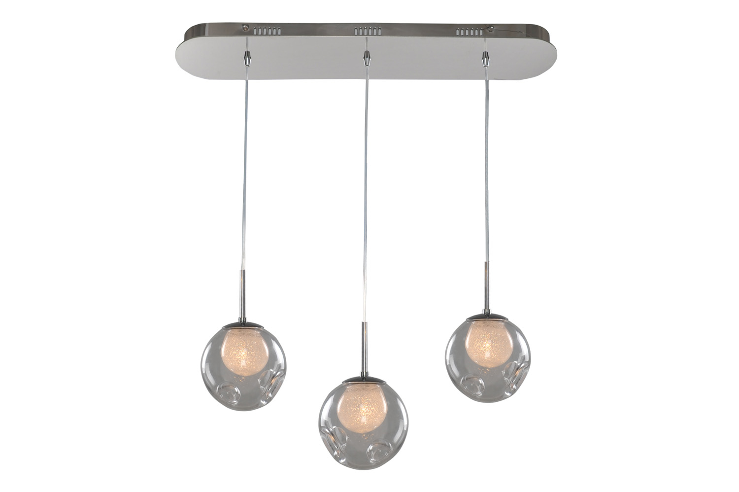 Kalco Meteor Three Light Island Pendant in Chrome - 309542CH/CLEAR