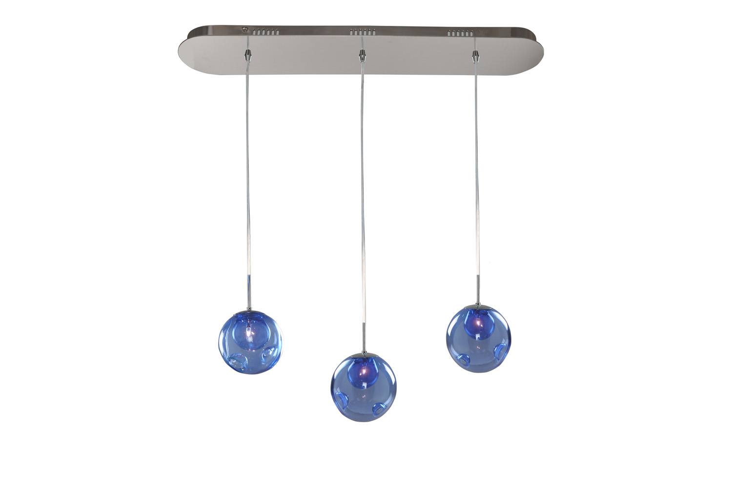 Kalco Meteor Three Light Island Pendant in Chrome - 309542CH/SAPPH
