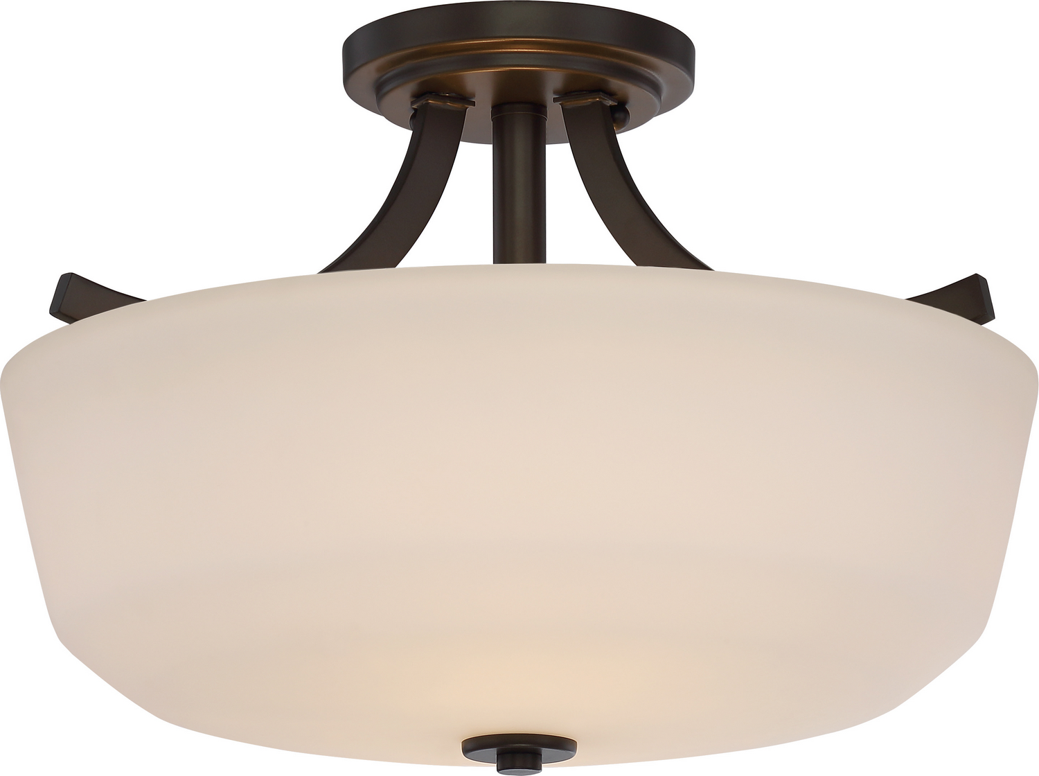 NUVO 60-5926 LAGUNA; 2 LIGHT; SEMI-FLUSH WITH WHITE GLASS GLASS FLUSH MOUNT 2-60A