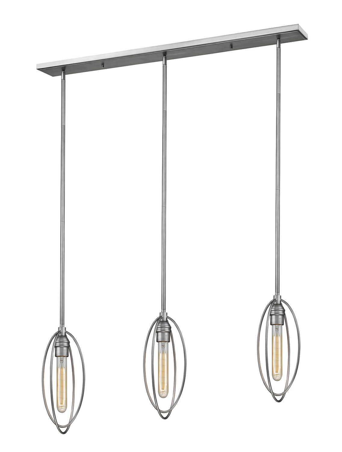Three Light Linear Chandelier by Z-Lite - Persis Collection, Old Silver Finish - 3000-3B-OS