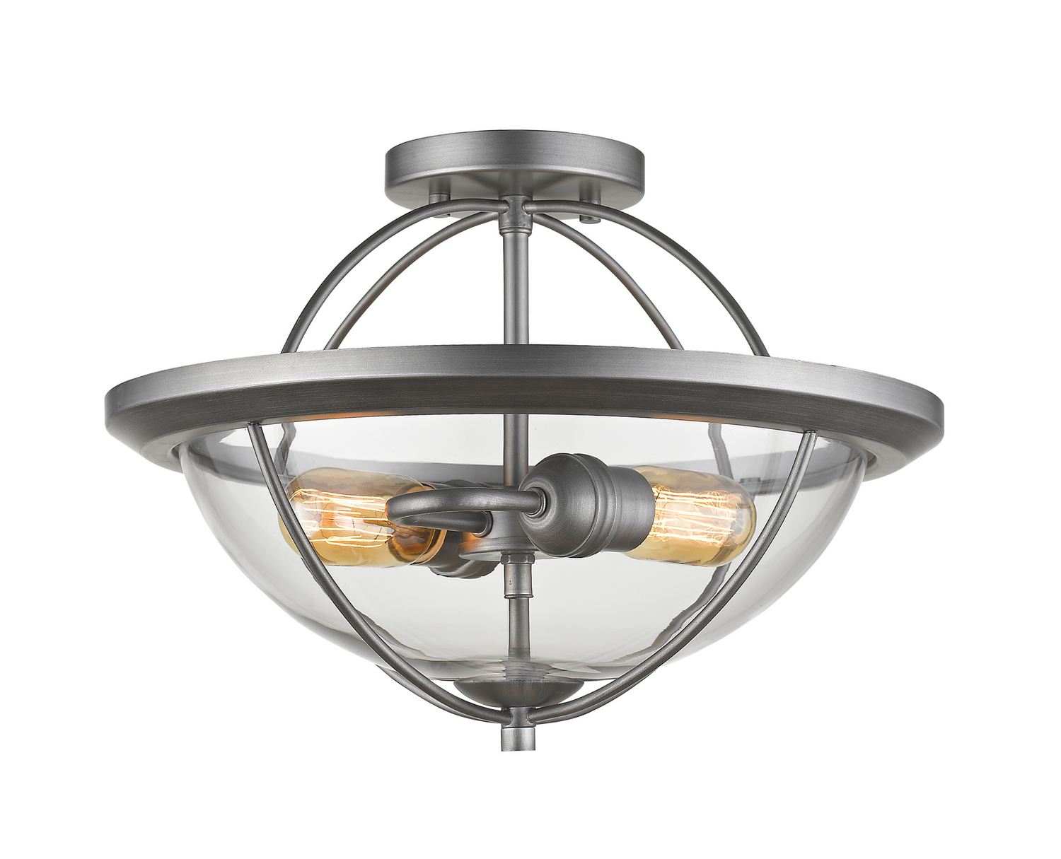 Two Light Semi Flush Mount by Z-Lite - Persis Collection, Old Silver Finish - 3000SF-OS