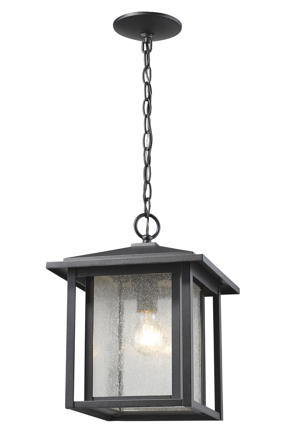 One Light Outdoor Chain Mount Ceiling Fixture by Z-Lite - Aspen Collection, Black Finish - 554CHB-BK