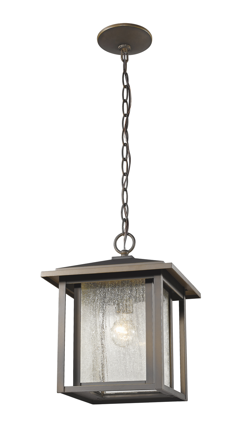 One Light Outdoor Chain Mount Ceiling Fixture by Z-Lite - Aspen Collection, Oil Rubbed Bronze Finish - 554CHB-ORB