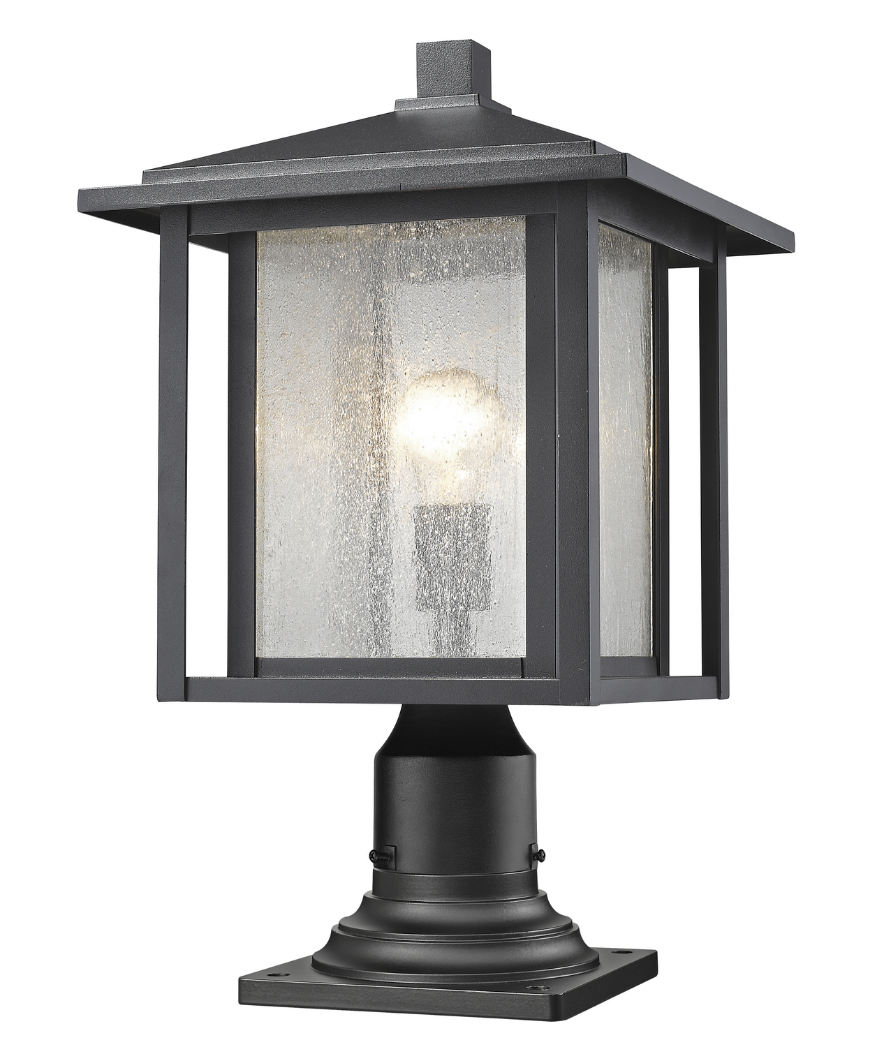 One Light Outdoor Pier Mounted Fixture by Z-Lite - Aspen Collection, Black Finish - 554PHB-533PM-BK